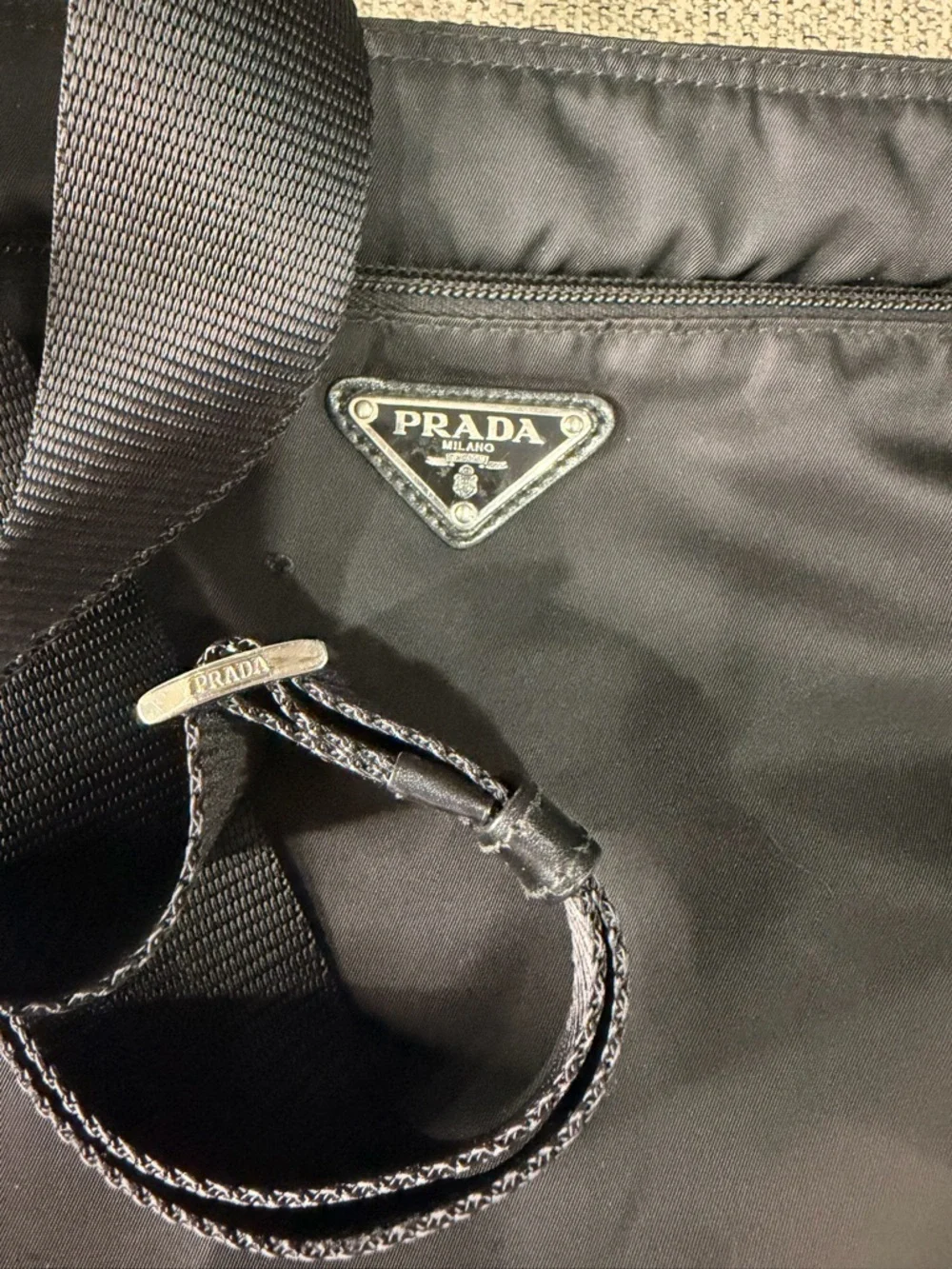 Prada Vintage Black Nylon Crossbody Bag